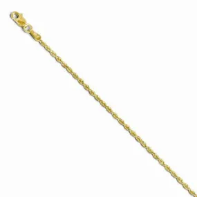 10k Yellow Gold DC Lightweight Rope Chain, 2 mm