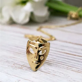 14K Yellow Gold Mask Pendant