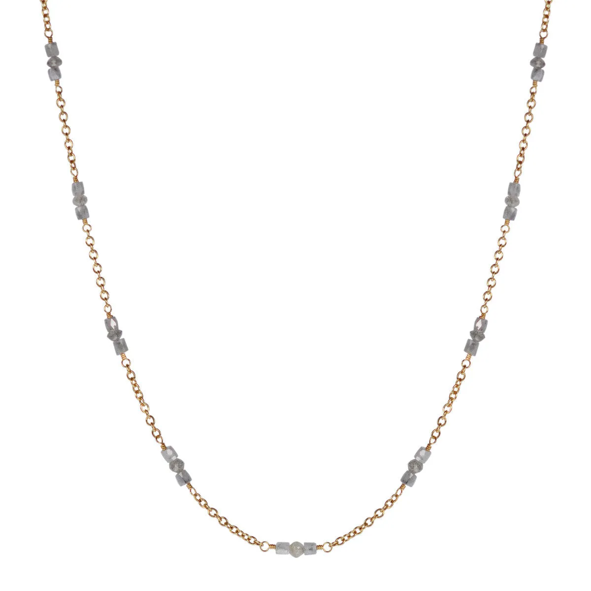 18K Gold Grey Diamond Station Chain