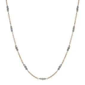 18K Gold Grey Diamond Station Chain