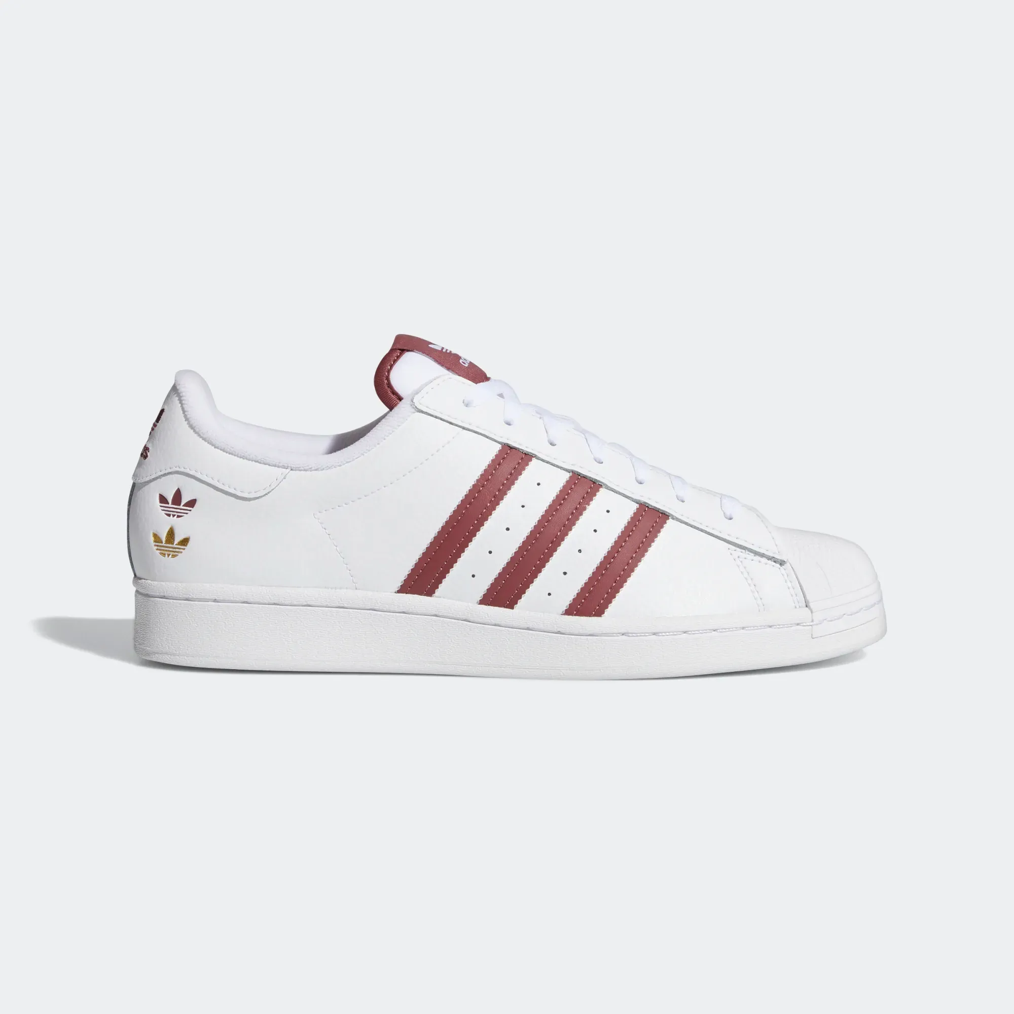 Adidas Men's Superstar Shoes - Cloud White / Quiet Crimson / Gold Foil