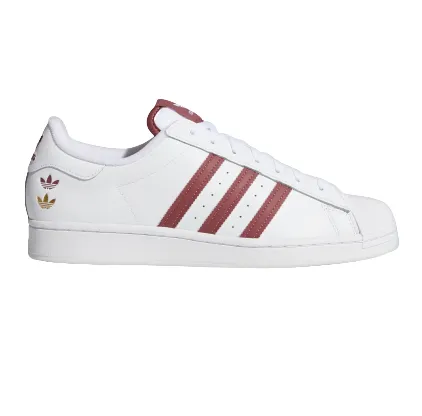 Adidas Men's Superstar Shoes - Cloud White / Quiet Crimson / Gold Foil