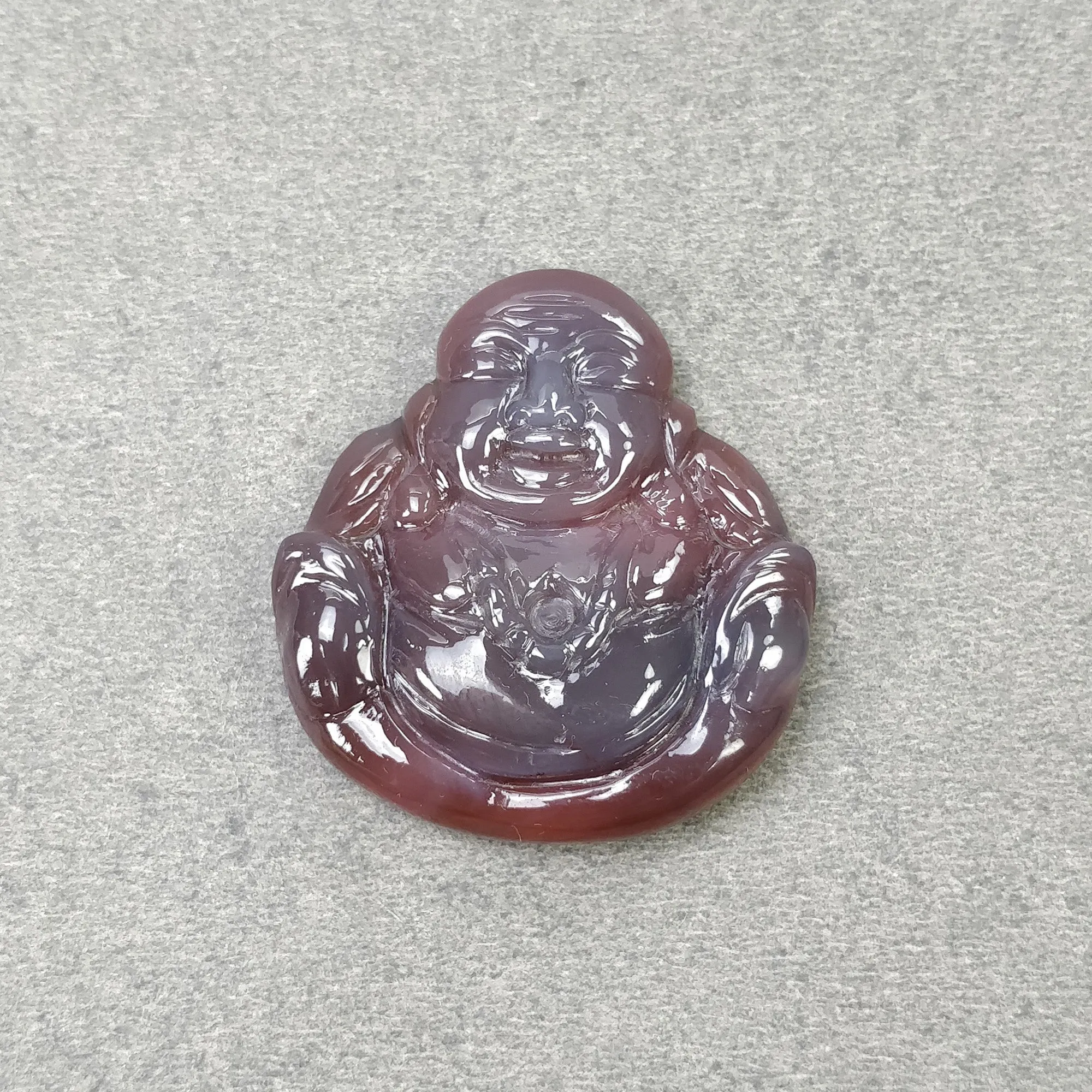 AGATE Gemstone Carving : 70.55cts Natural Untreated Unheated Orange Agate Hand Carved LAUGHING BUDDHA 36.5*34mm