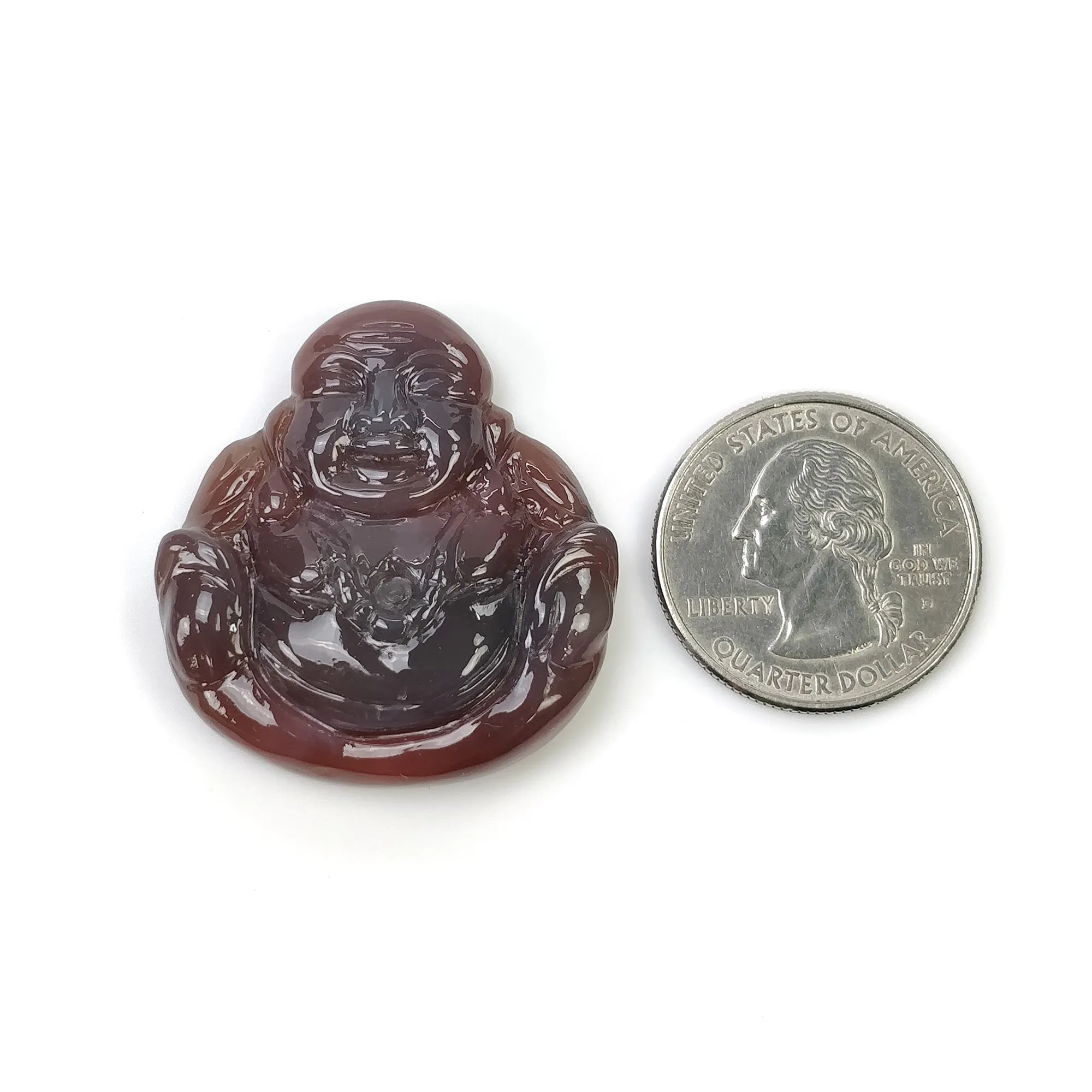 AGATE Gemstone Carving : 70.55cts Natural Untreated Unheated Orange Agate Hand Carved LAUGHING BUDDHA 36.5*34mm