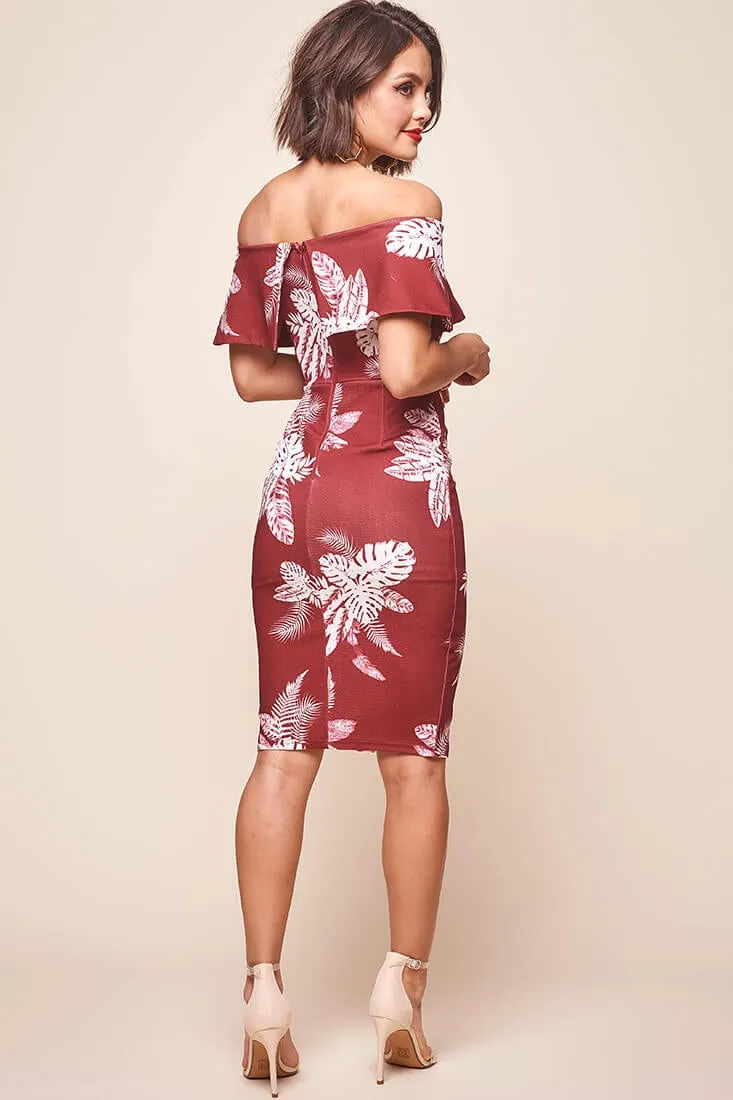 Alina Tiered Off Shoulder Dress Wine Base