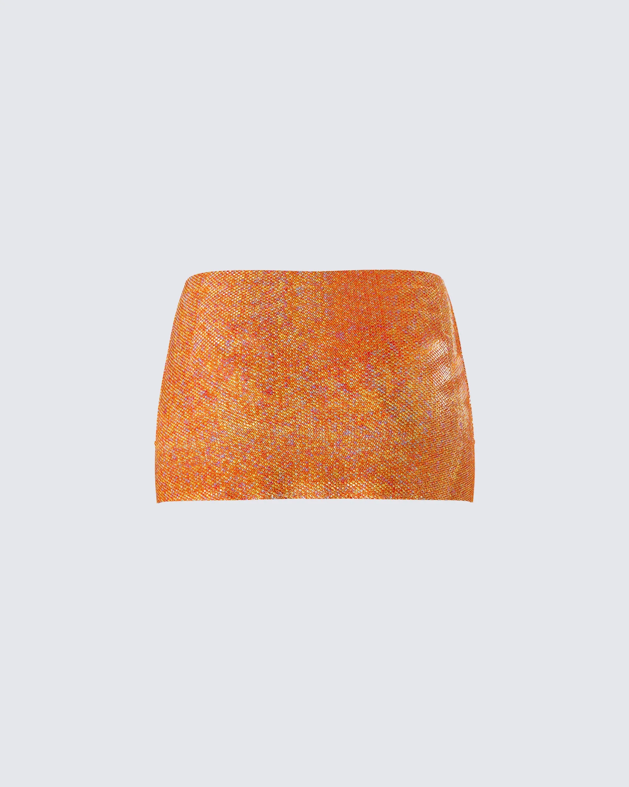 Alyah Orange Rhinestone Micro Mini Skirt