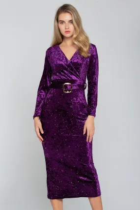 Amethyst Purple Midi Dress with Belt