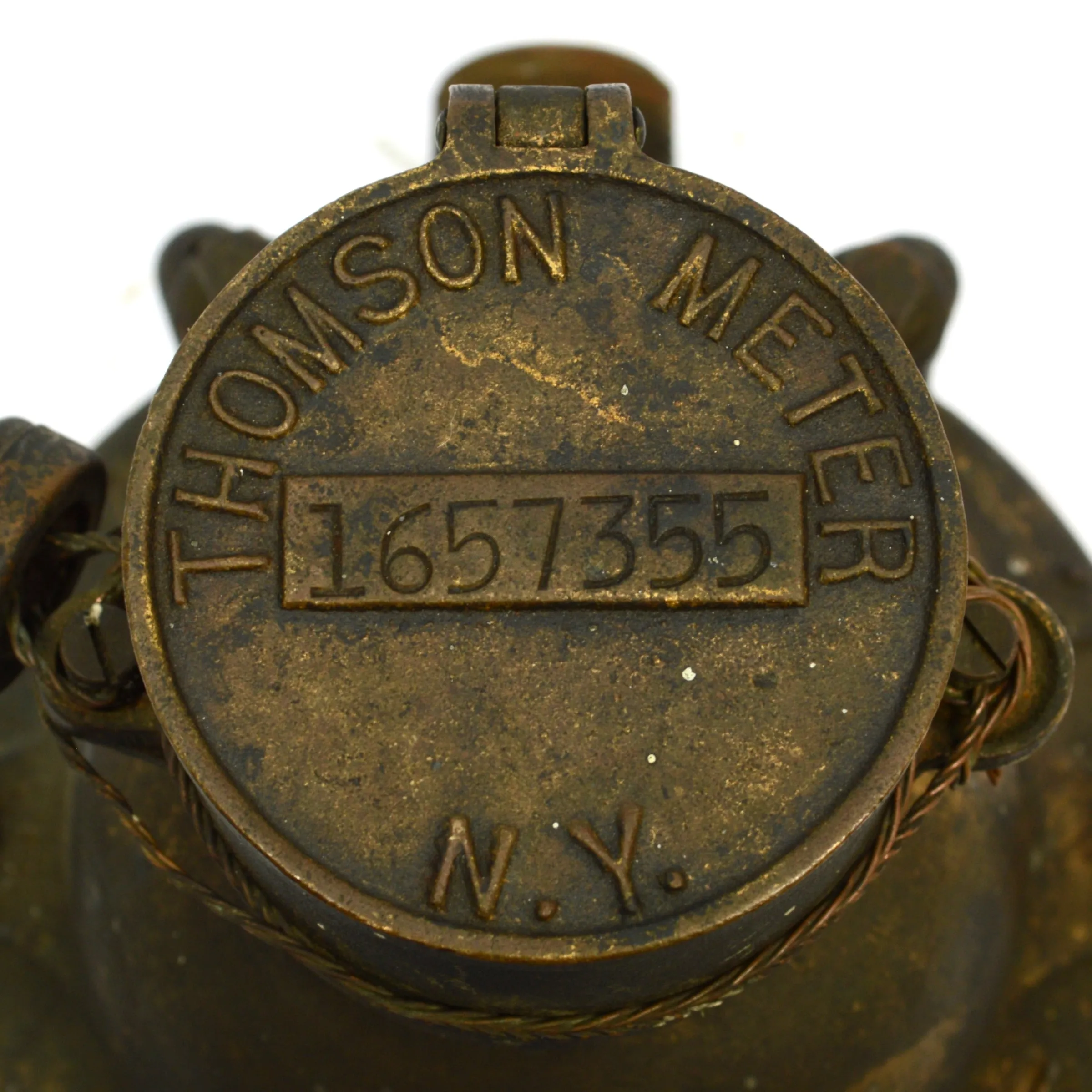 Antique BRASS/BRONZE THOMSON WATER METER #1657355 w/ Porcelain Dial BROOKLYN, NY