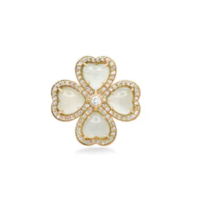 Aquamarine & Diamond Clover Statement Ring