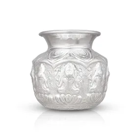 Ashtalakshmi Chombu - 5 x 4 Inches | German Silver Lota/ Ashtalakshmi Kalasam for Pooja/ 230 Gms Approx