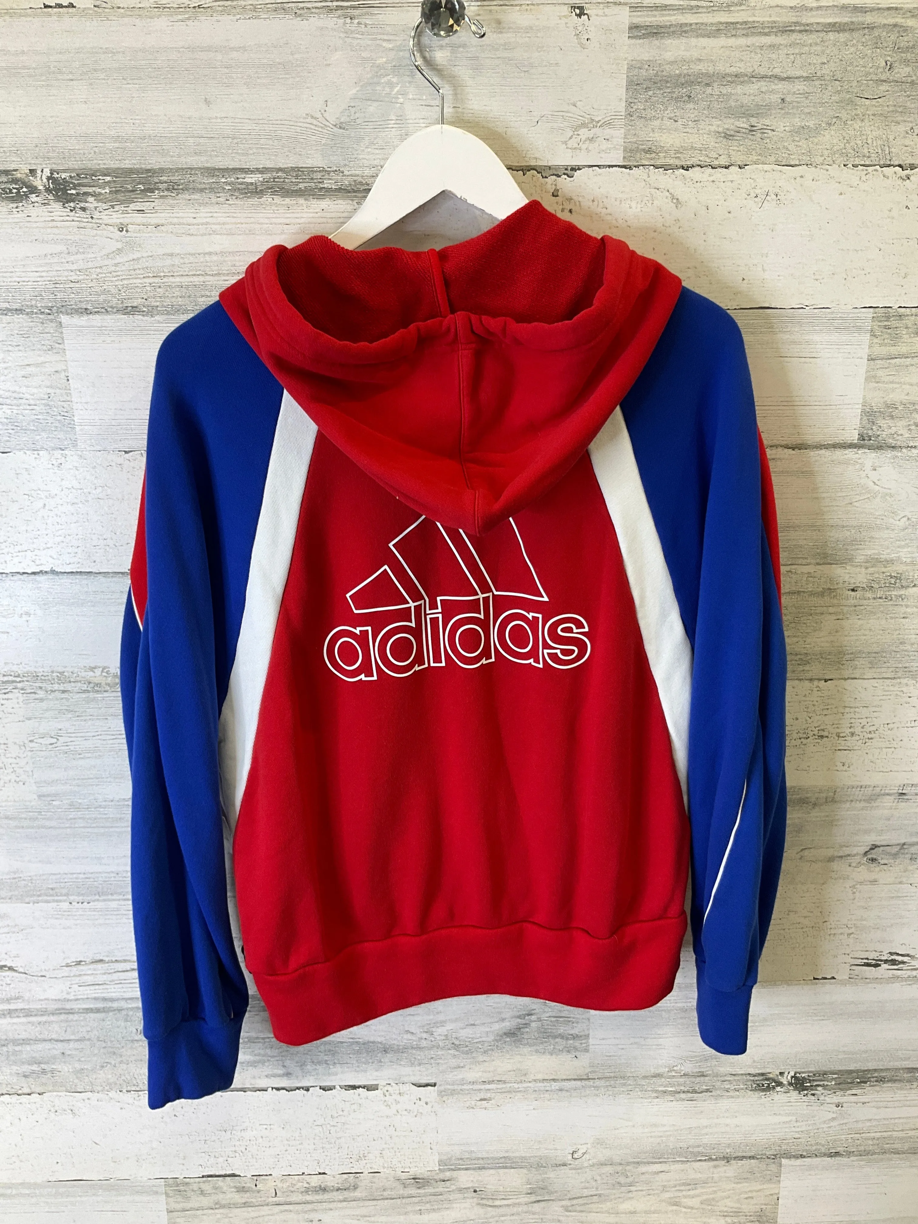 Athletic Jacket By Adidas In Red & White, Size: M