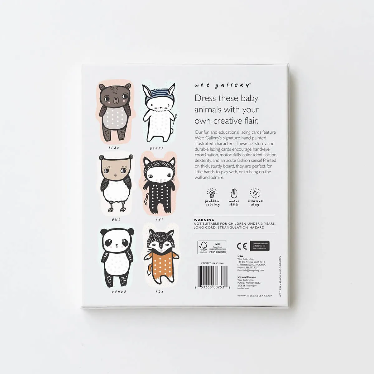 Baby Animals Lacing Cards by Wee Gallery