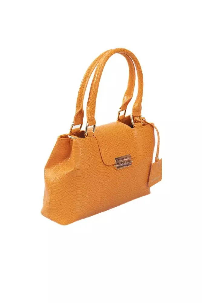 Baldinini Trend Chic Orange Shoulder Flap Bag with Golden Women's Accents