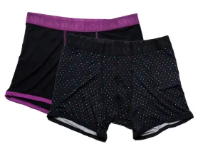 Bamboo Boxers 2 Pack - Purple & Black / Multi Spot