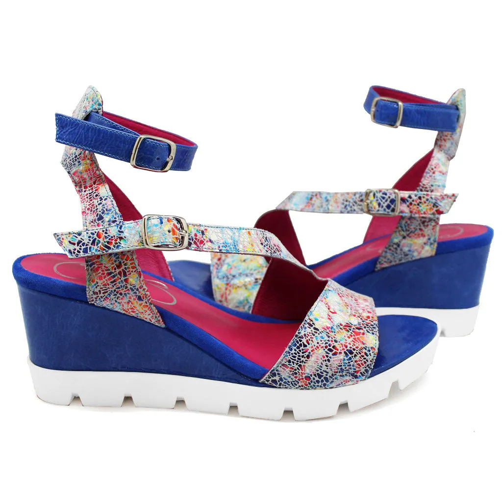 Bien - Mosaic Multi Blue wedge sandal