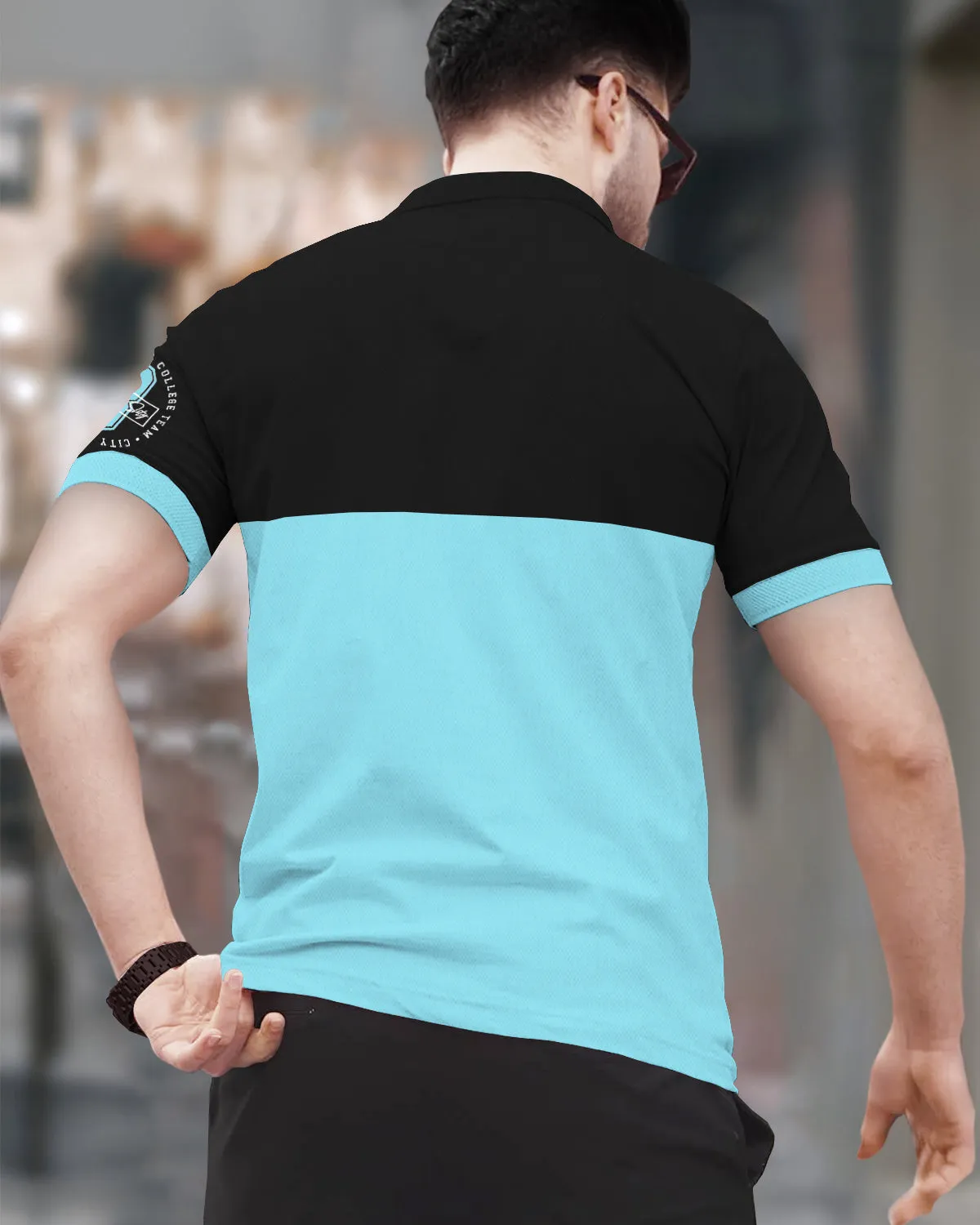 Black and Light Blue Polo T-shirt