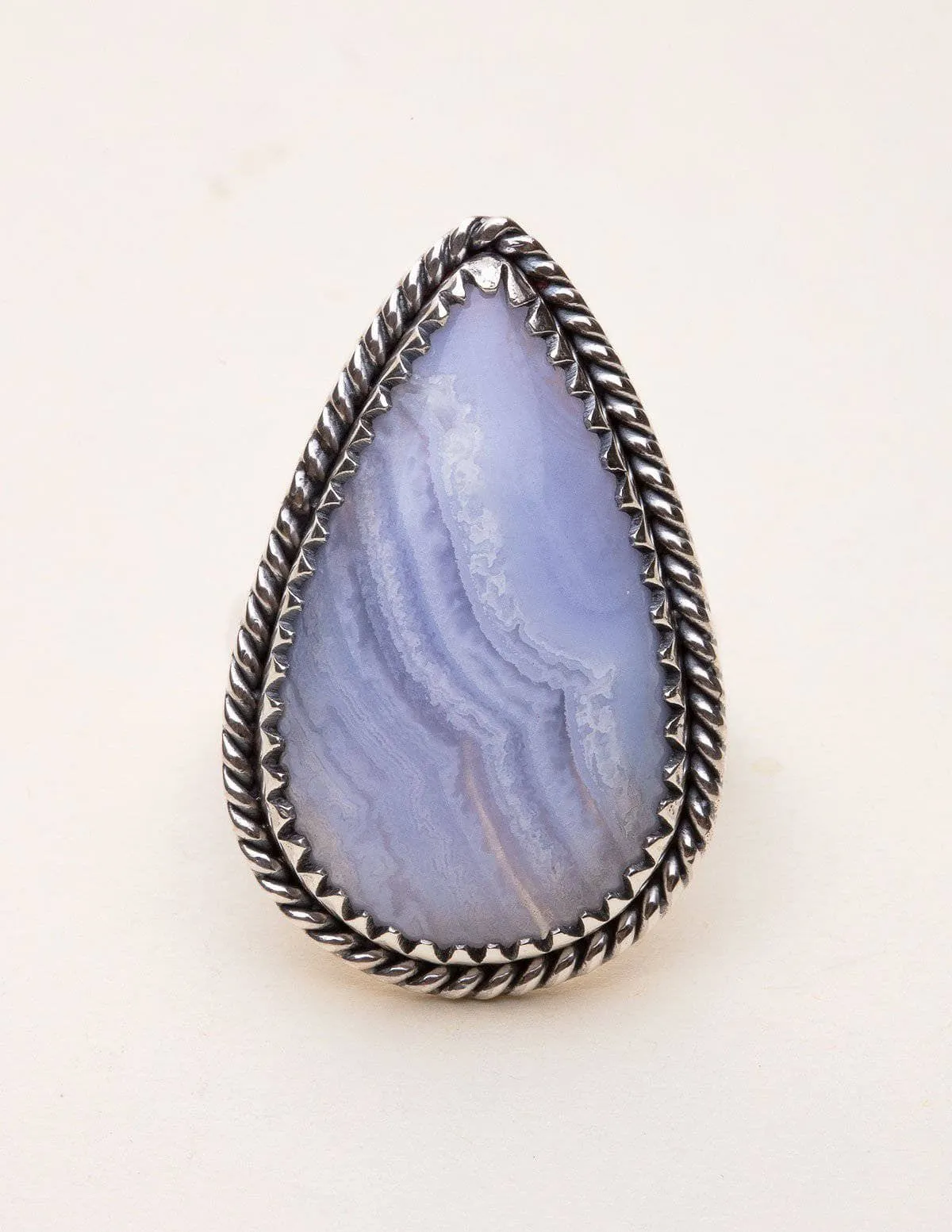 Blue Lace Agate Vintage Ring - Adjustable