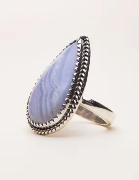 Blue Lace Agate Vintage Ring - Adjustable