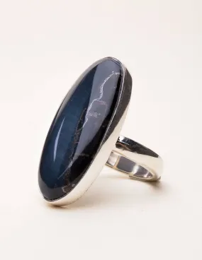 Blue Tiger's Eye Ring - Adjustable