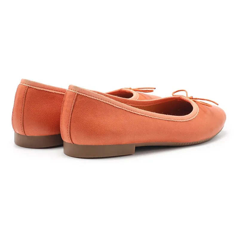 Bow-Detail Round Toe Sheepskin Ballerina Shoes 12 colors