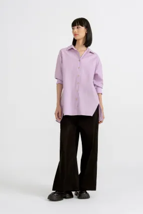 Byron Relaxed Linen Blend Shirt in Light Purple