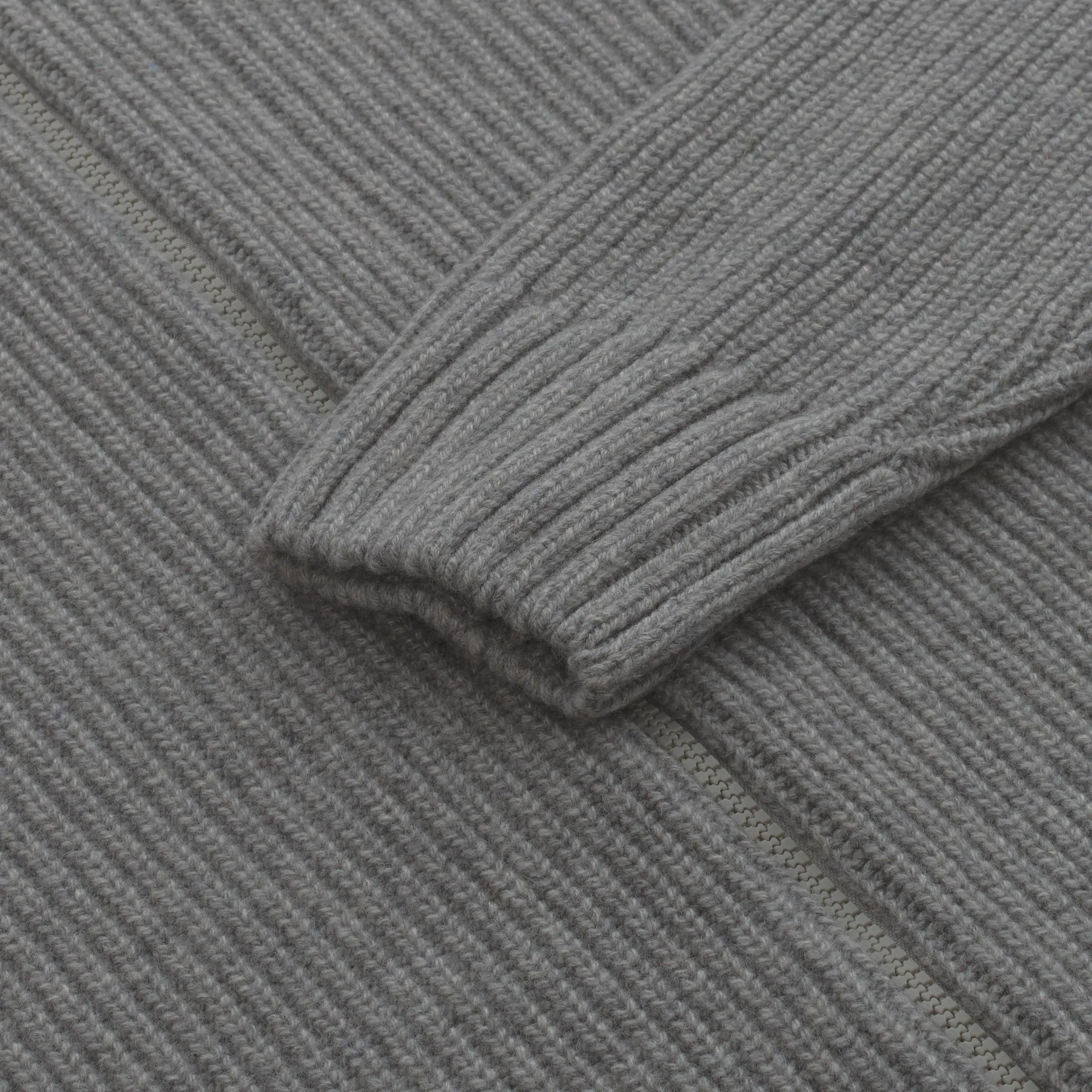 Cashmere-Wool Zip Cardigan in Grey Melange