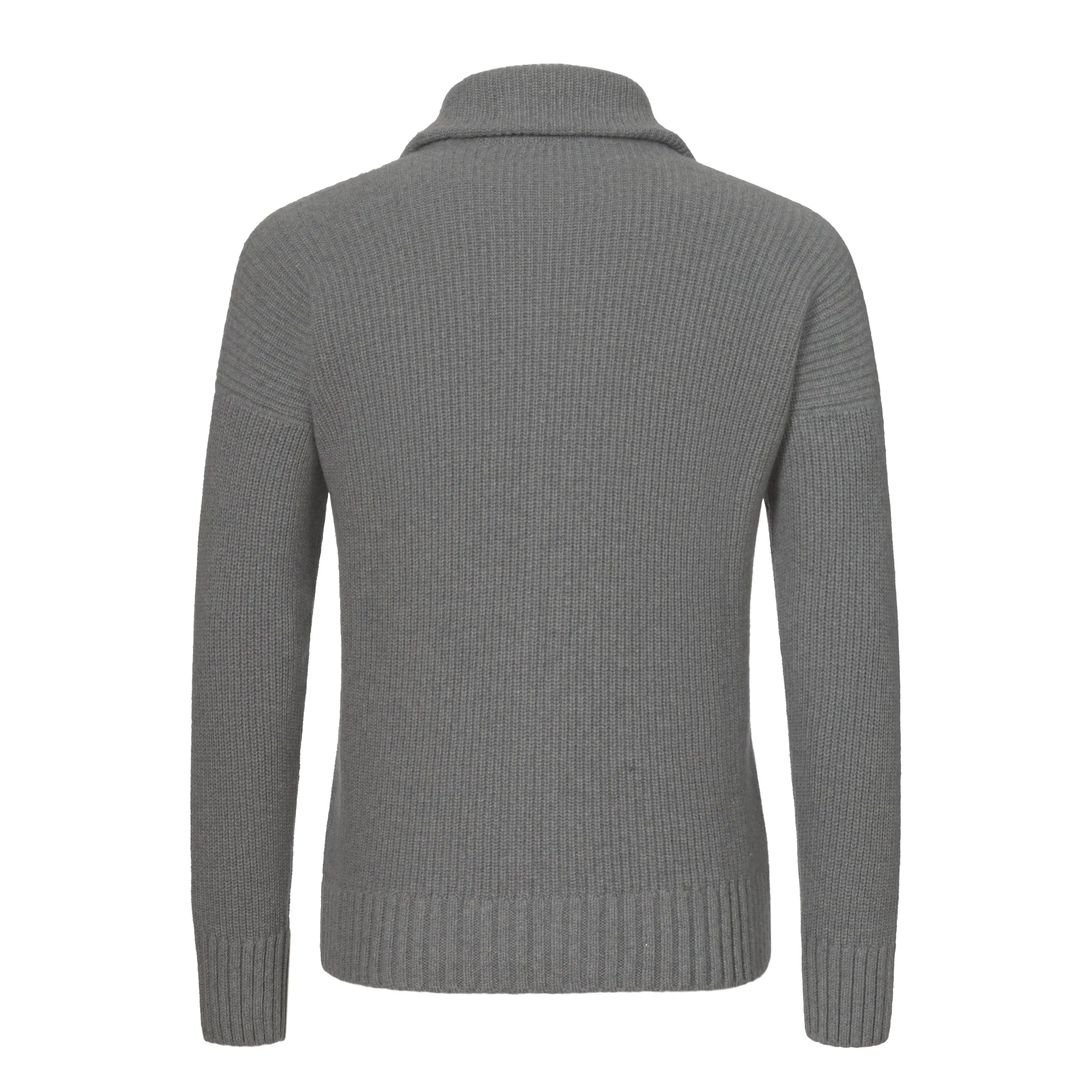 Cashmere-Wool Zip Cardigan in Grey Melange