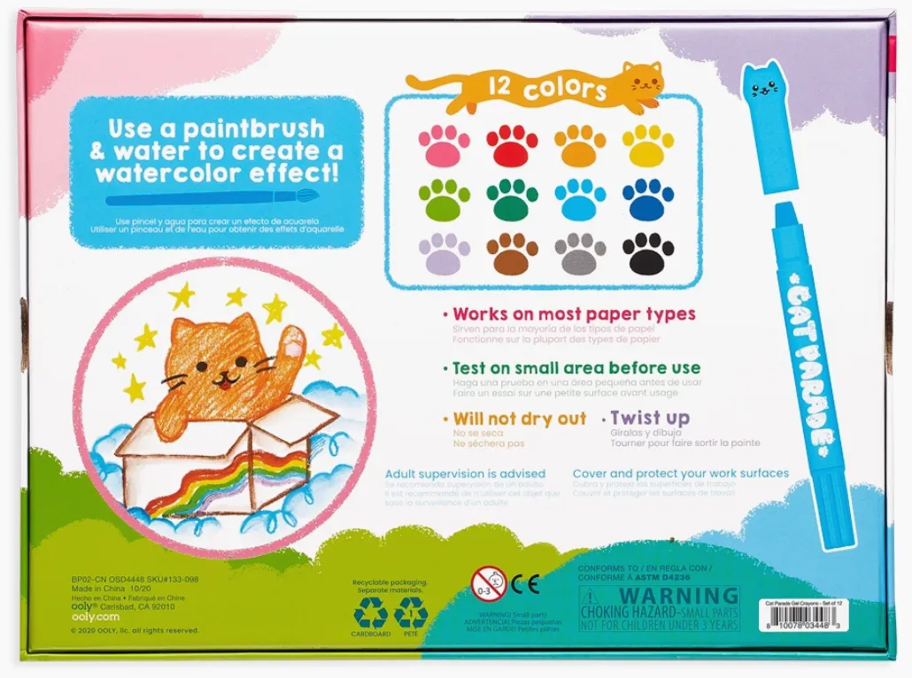 Cat Parade Gel Crayons - Set of 12