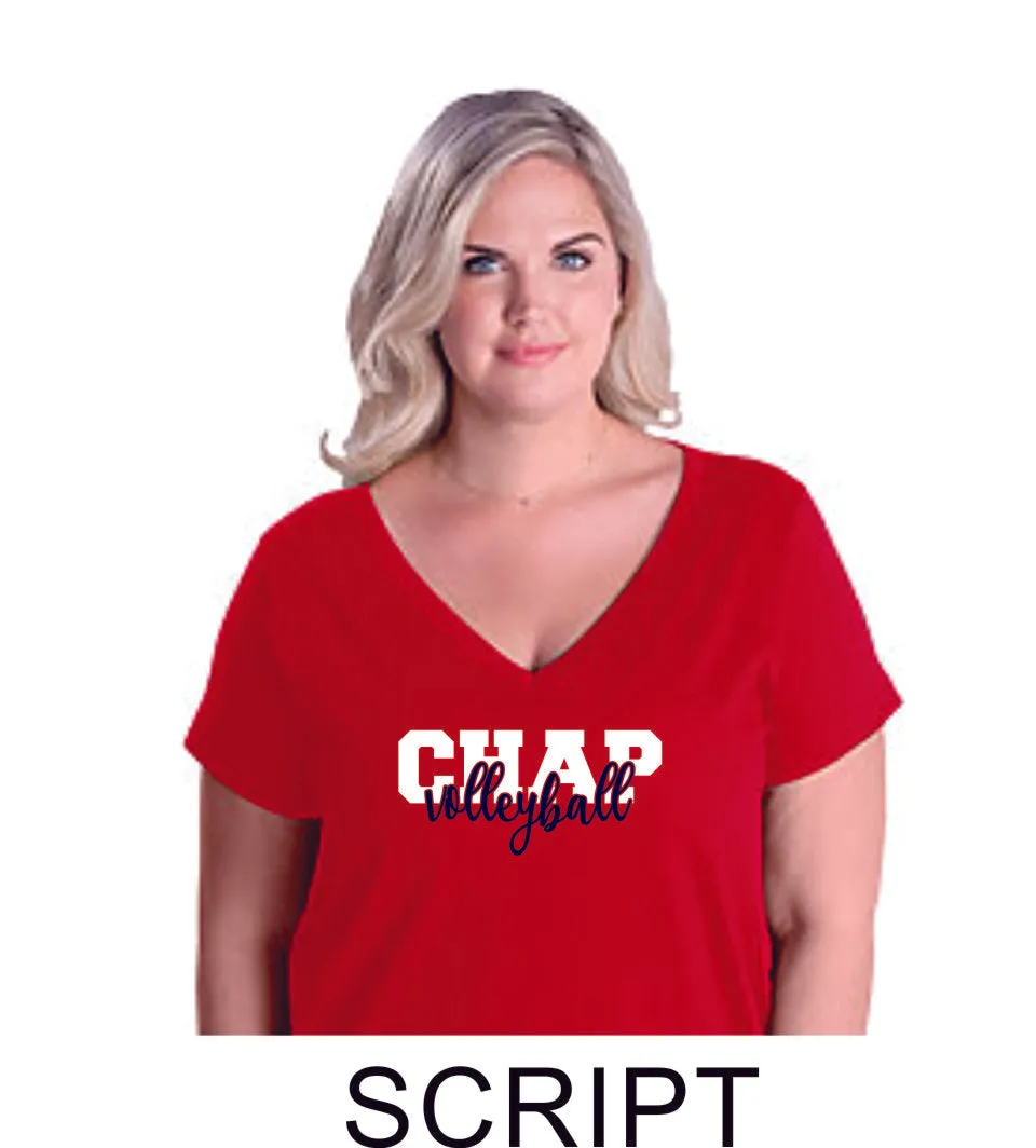 Chap Volleyball Curvy Ladies Tee in 4 Designs- Matte or Glitter