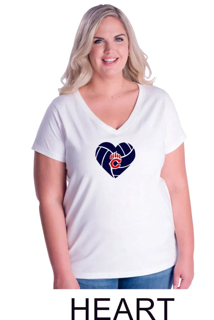 Chap Volleyball Curvy Ladies Tee in 4 Designs- Matte or Glitter