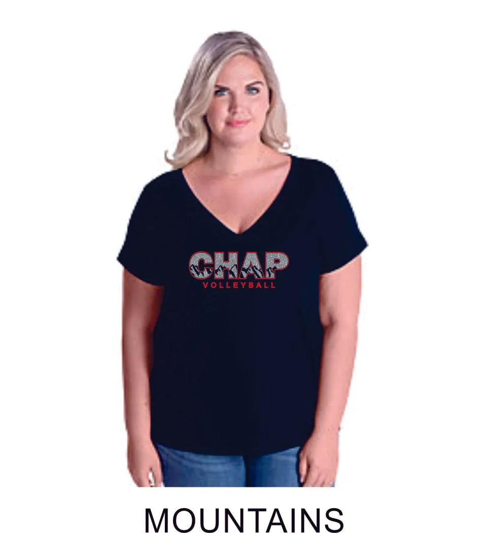 Chap Volleyball Curvy Ladies Tee in 4 Designs- Matte or Glitter