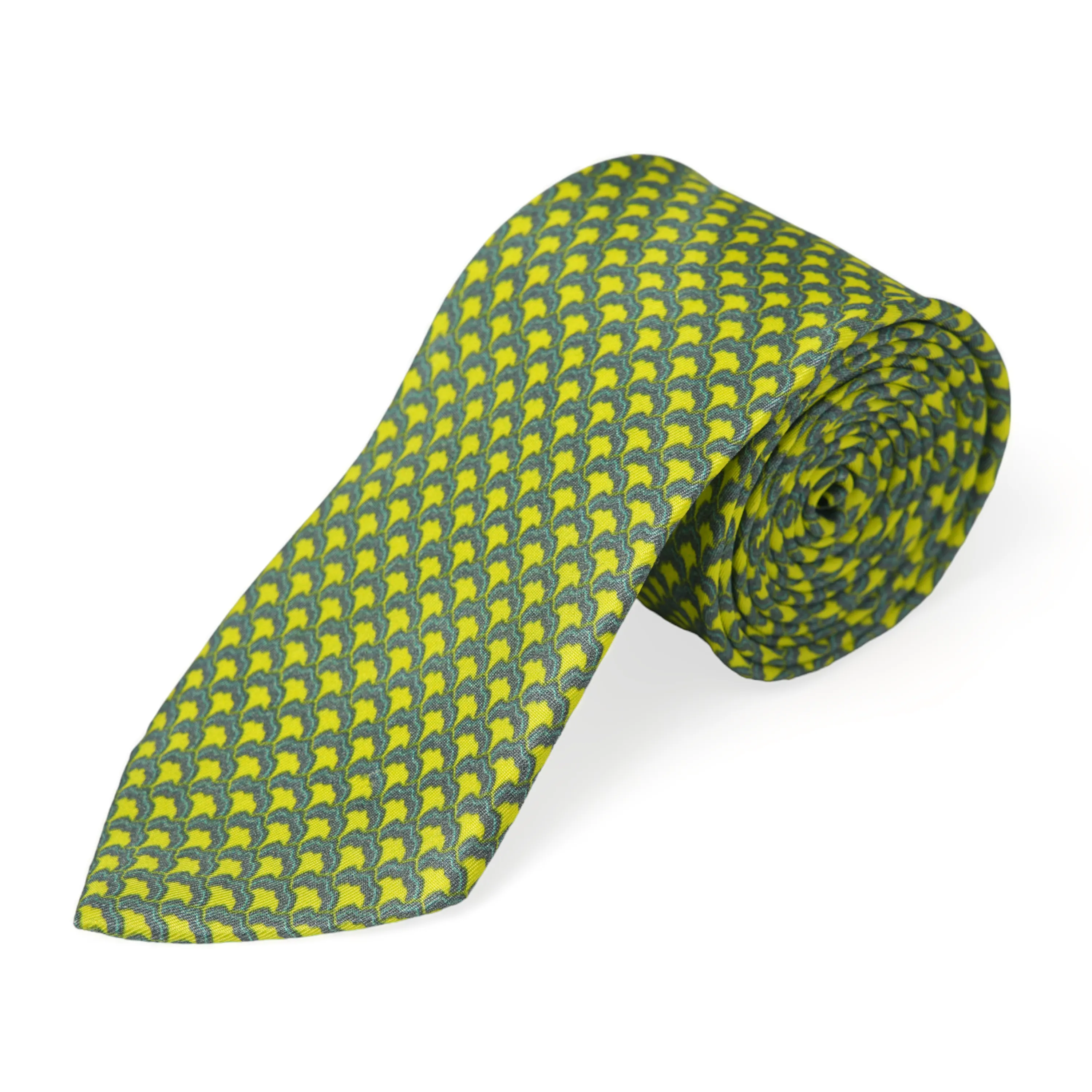 Chokore Grey & Lemon Green Silk Tie - Indian at Heart line