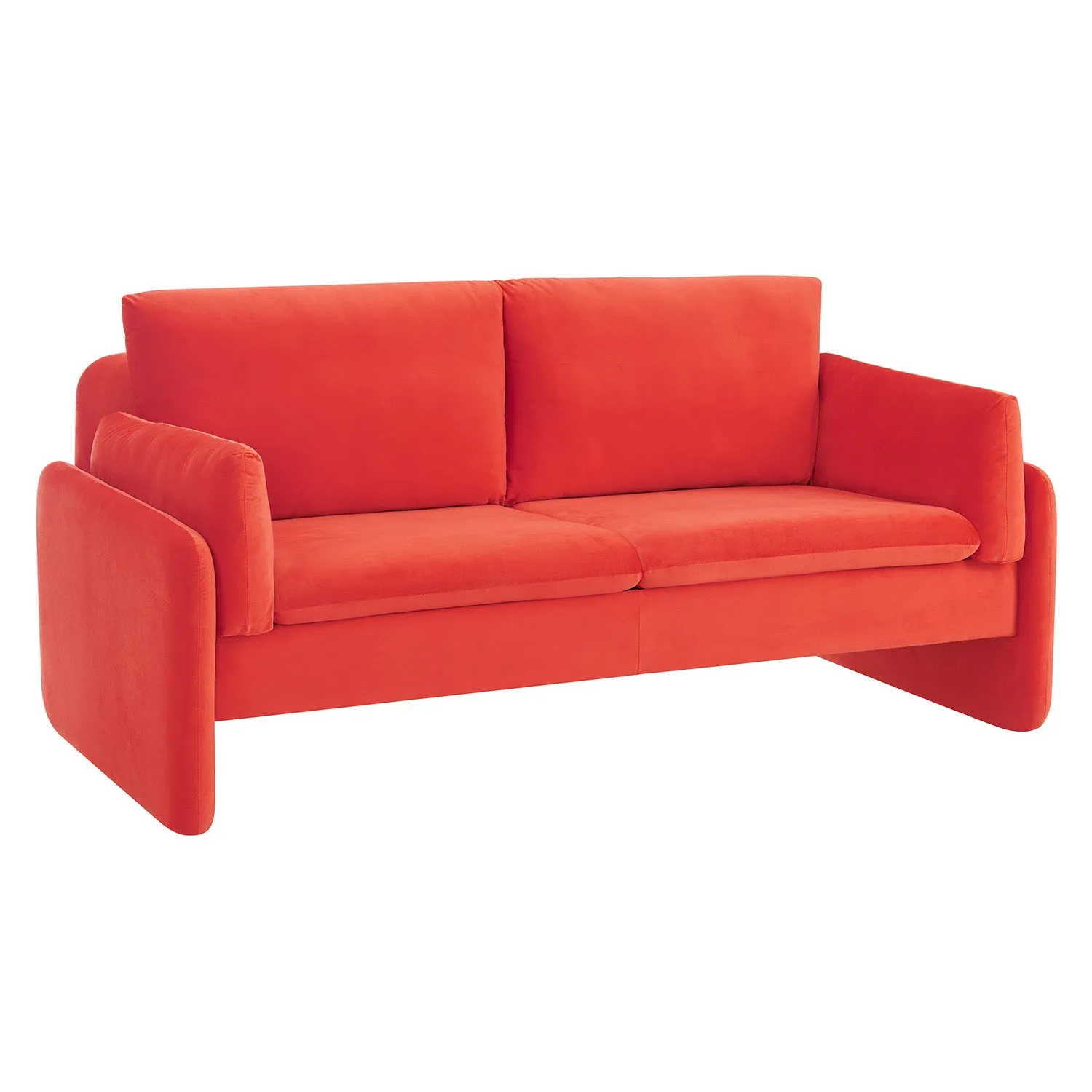 Clapham 2-Seater Flaming Orange Velvet Fabric Sofa