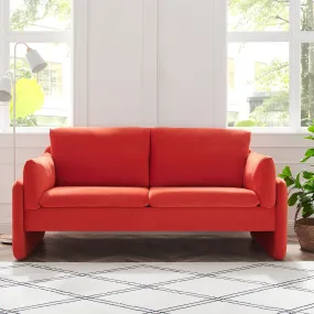 Clapham 2-Seater Flaming Orange Velvet Fabric Sofa