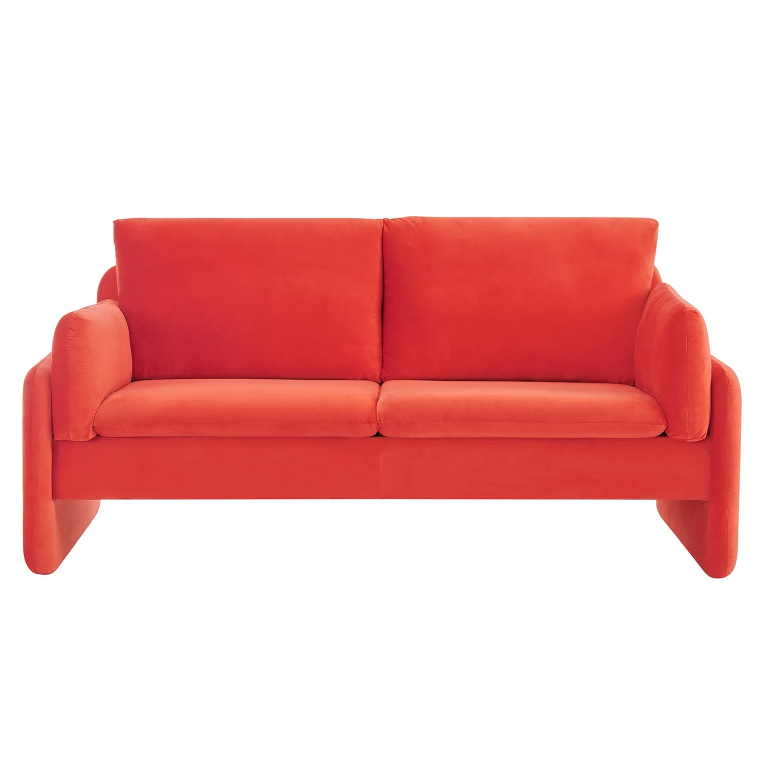 Clapham 2-Seater Flaming Orange Velvet Fabric Sofa