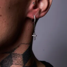 Cross Drop Hoop Earrings