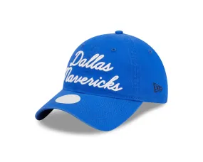 DALLAS MAVERICKS NEW ERA WOMEN'S ROYAL BLUE CURSIVE ADJUSTABLE CAP