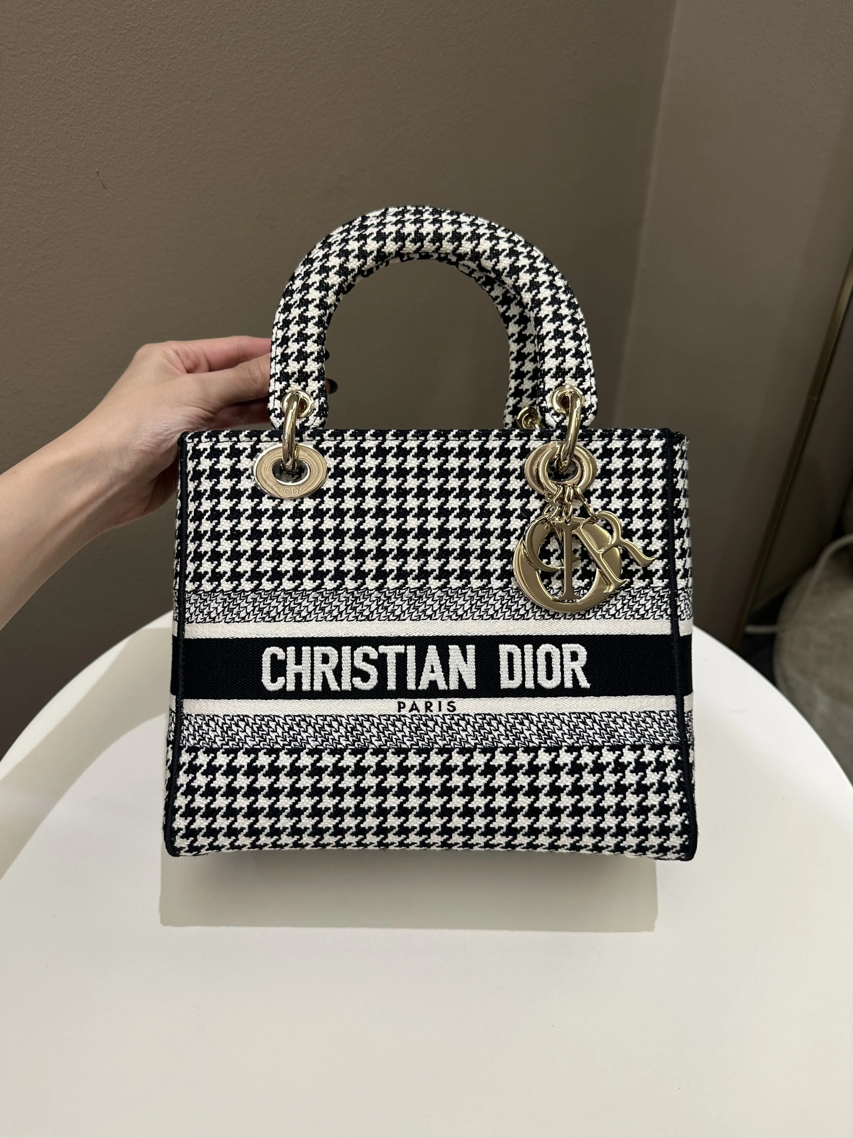 Dior Lady Dior Lite Houndstooth Embroidery