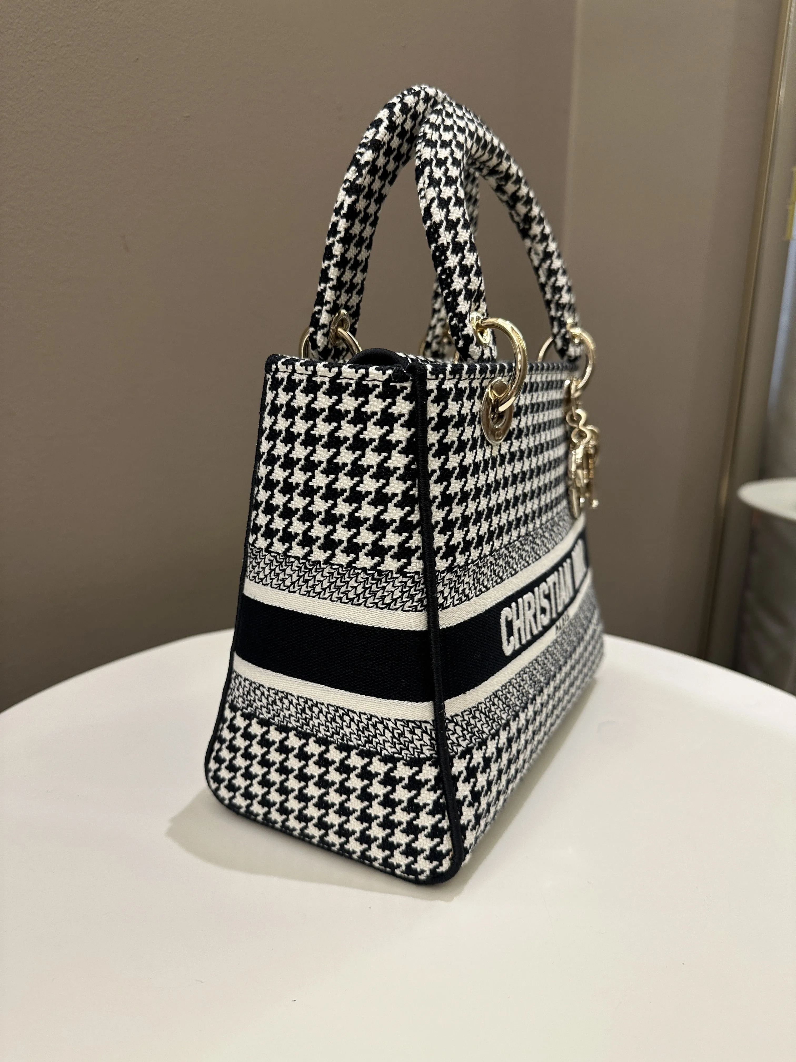 Dior Lady Dior Lite Houndstooth Embroidery