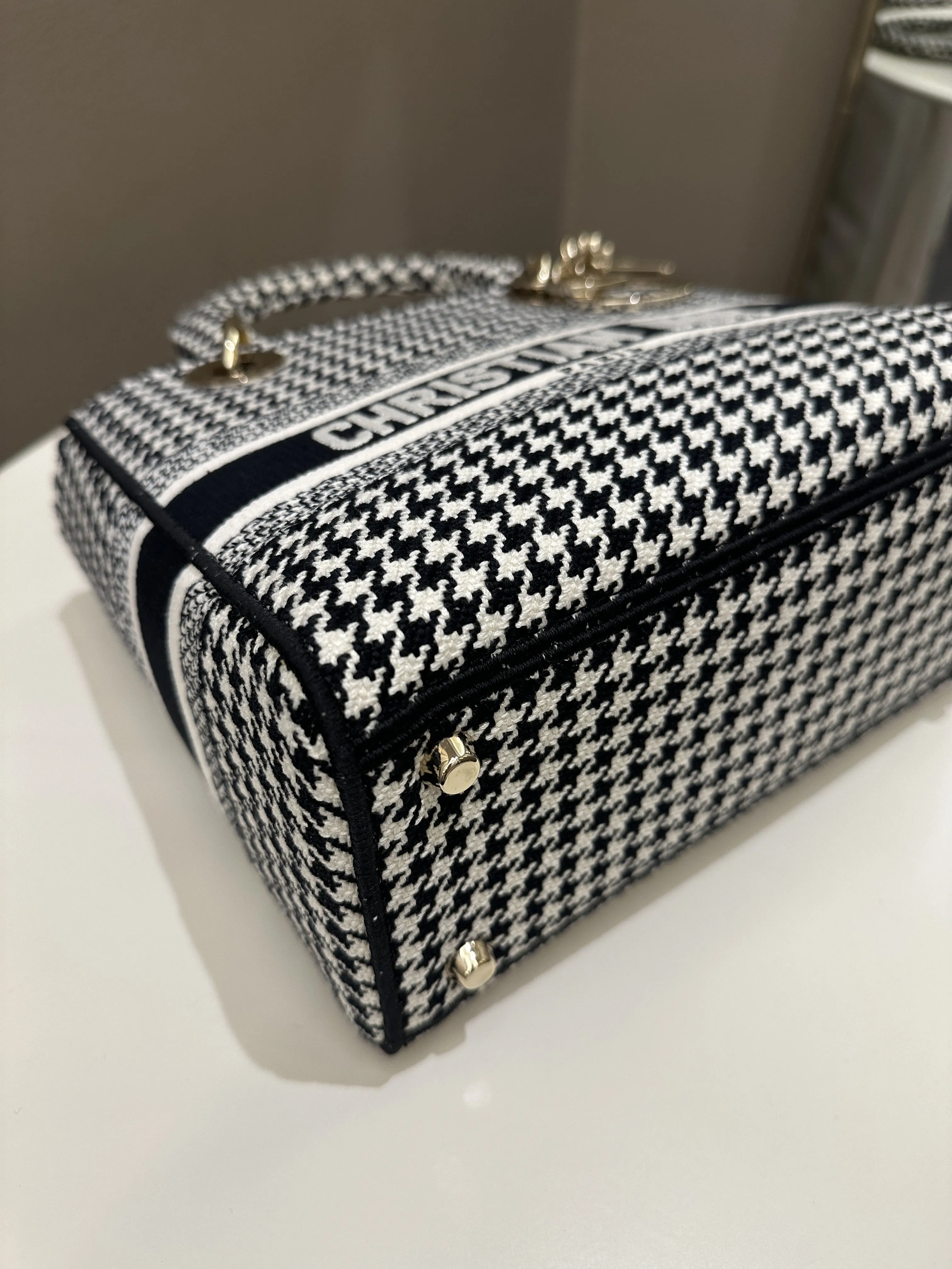 Dior Lady Dior Lite Houndstooth Embroidery