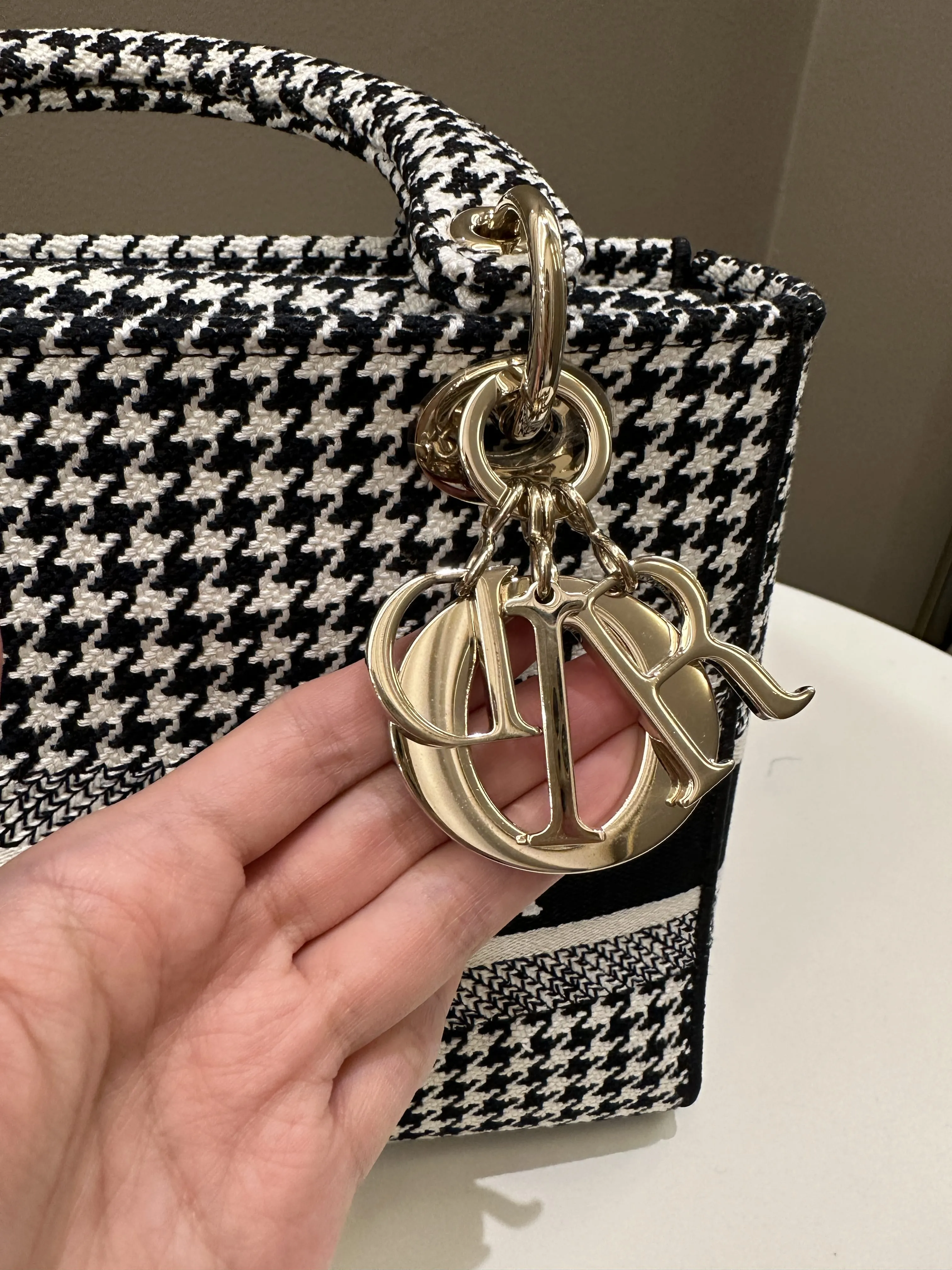 Dior Lady Dior Lite Houndstooth Embroidery