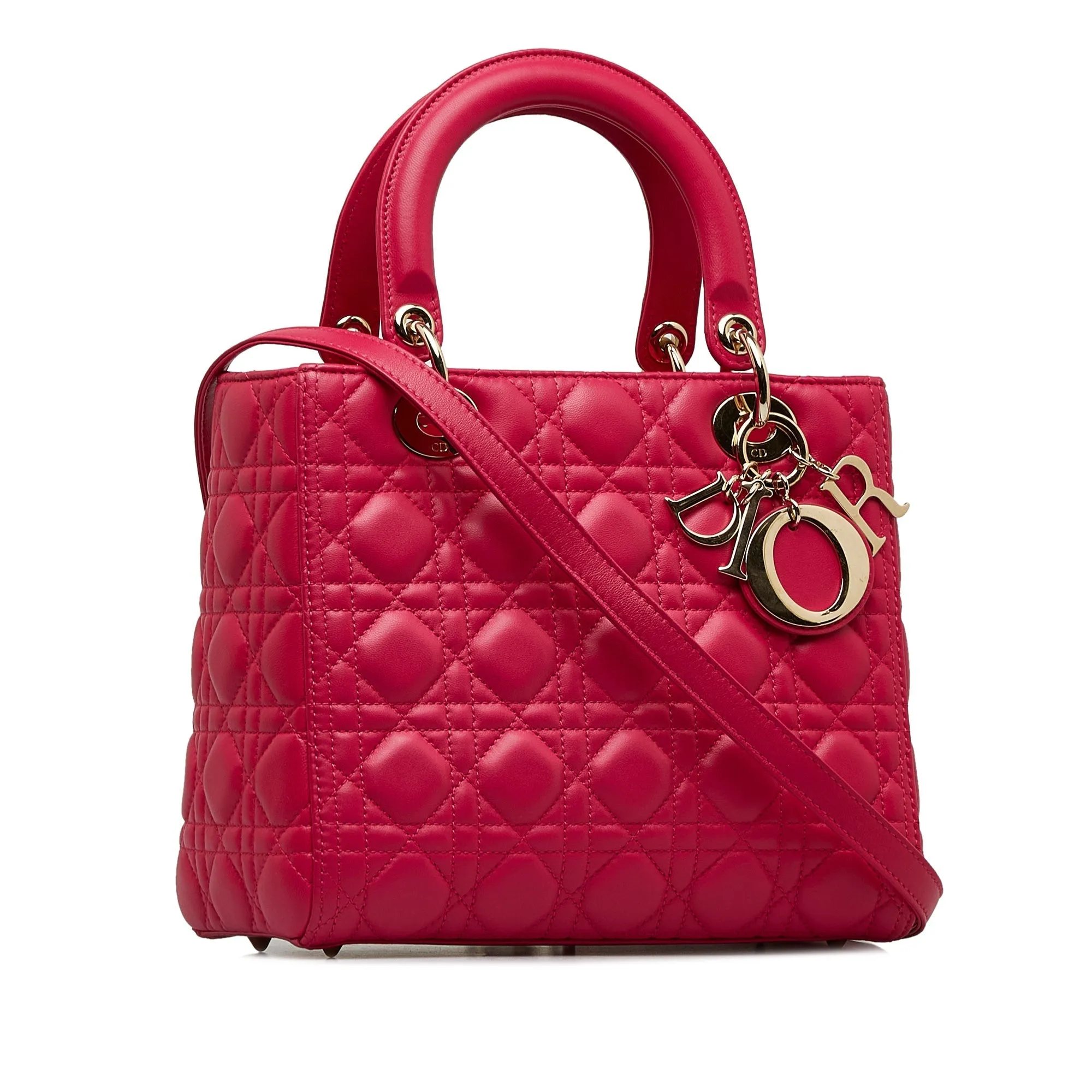 Dior Lady Dior Medium Pink Cannage Lambskin Silver