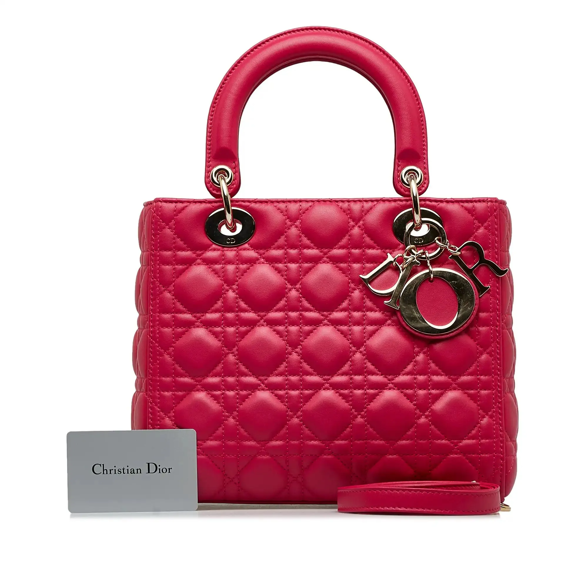 Dior Lady Dior Medium Pink Cannage Lambskin Silver