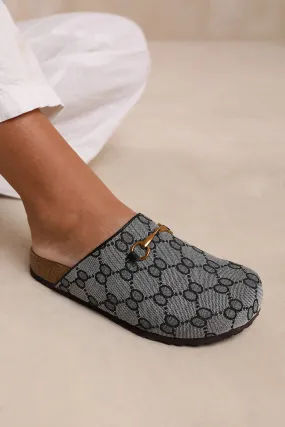 DUBLIN OPEN BACK SLIP ON LOAFER WITH GOLD DETAIL IN GREY