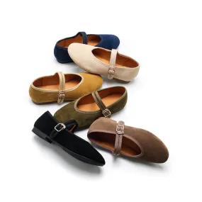 Dwarves Suede Leather Womens Michaela Mary Jane Flats in 7 Colors