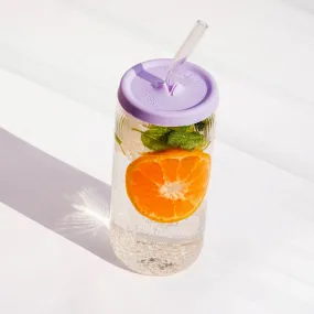 Eco-Friendly Glass Jar with Silicone Lid & Glass Straw