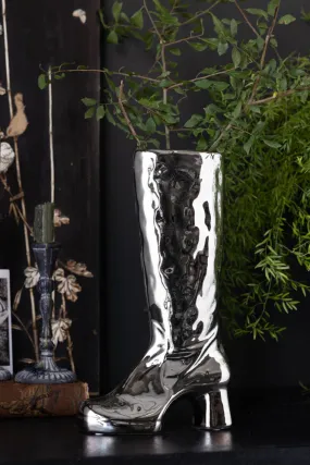 Fabulous Silver Chrome Boot Vase