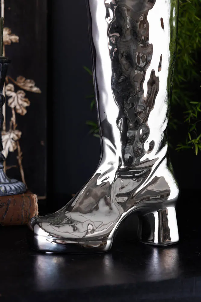 Fabulous Silver Chrome Boot Vase