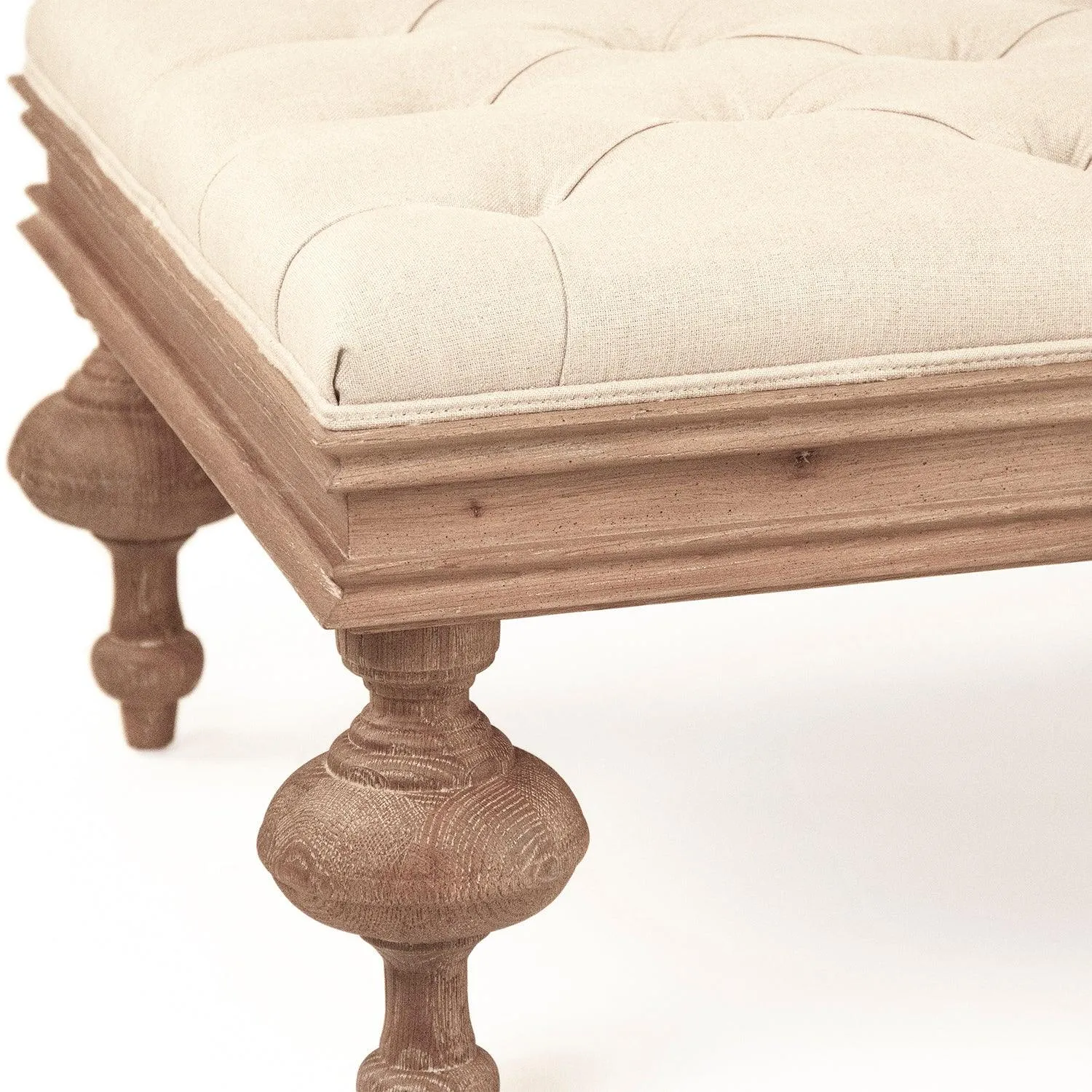 Farmhouse Tufted Oak Ottoman