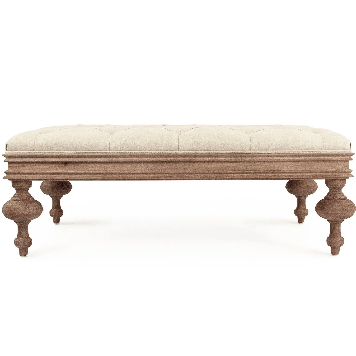 Farmhouse Tufted Oak Ottoman